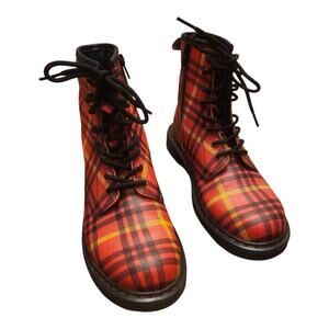 Doc Martens Yellow Red PlaidStyle 1460 Tartan Youth sz 5 PunkRock Boots